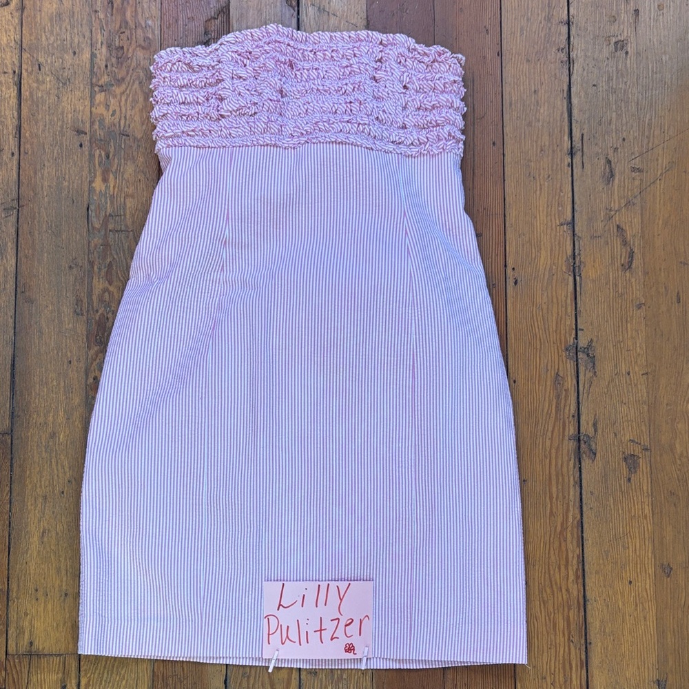 Lilly Pulitzer Pink and White Strapless Dress